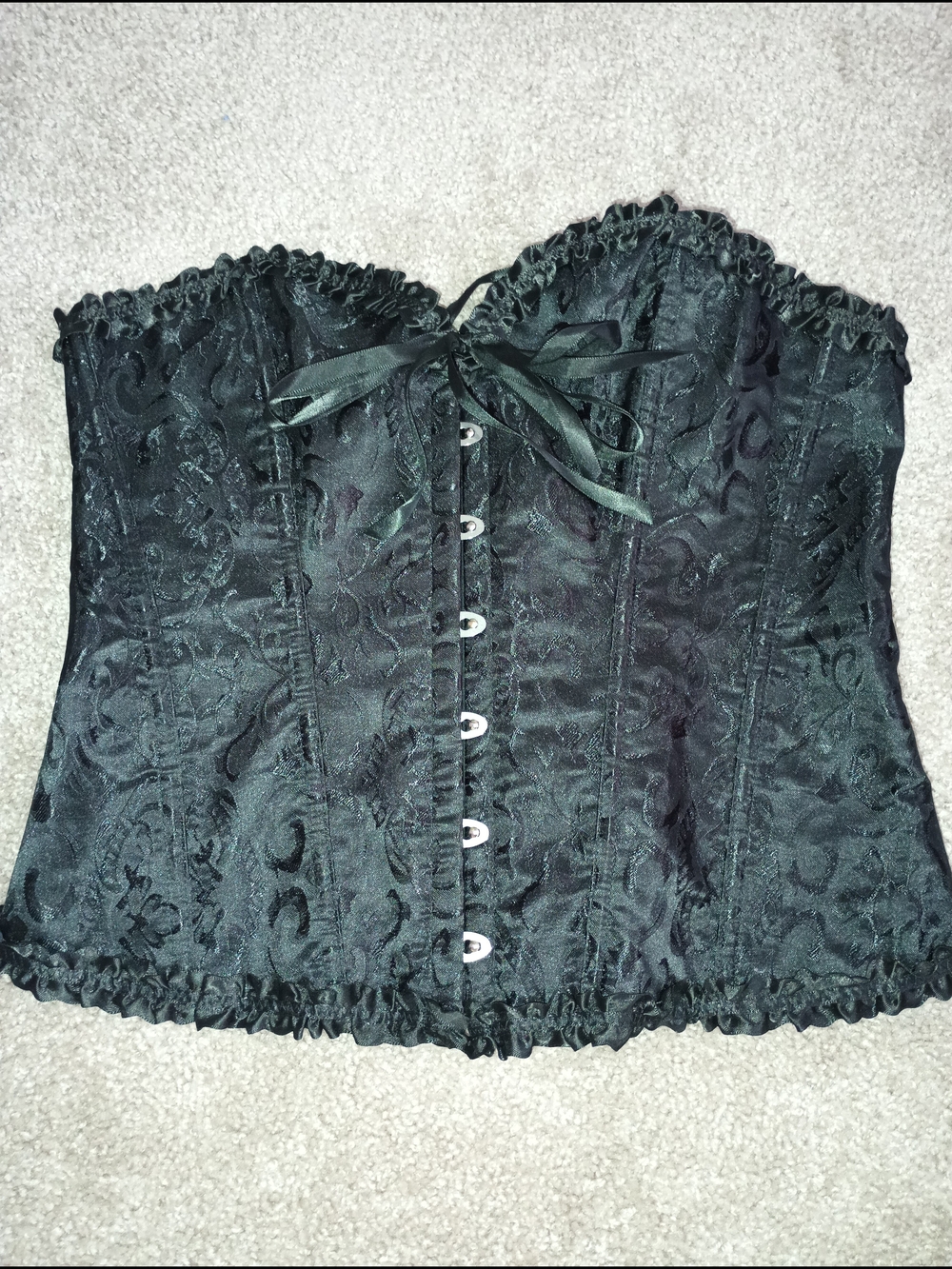 Amazon Black Satin Brocade Corset Top